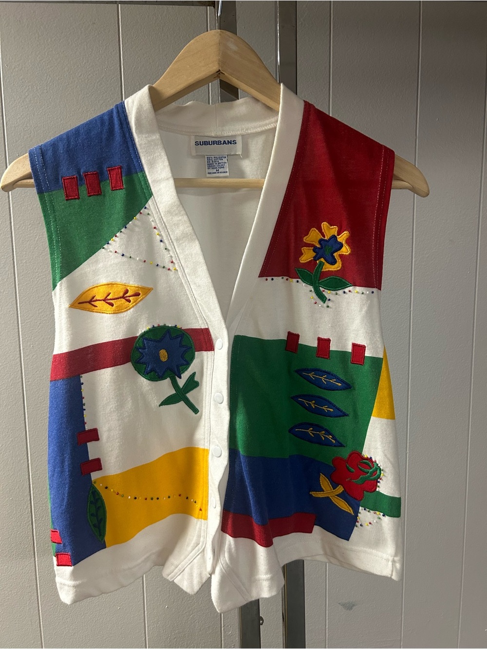 Vintage Suburbans Vest Embroidered Beaded Floral M